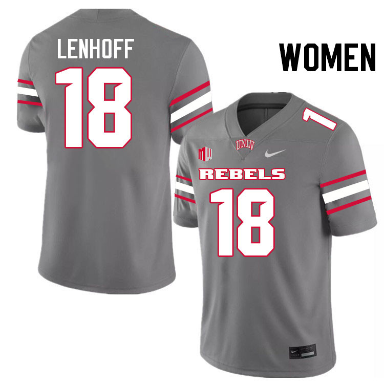 Women #18 Lucas Lenhoff UNLV Rebels College Football Jerseys Stitched-Grey